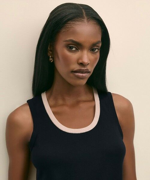 Brooks Brothers / ブルックス ブラザーズ ニット・セーター | シルク／レーヨン　ナロートリミング　ノースリーブセーター | 詳細2