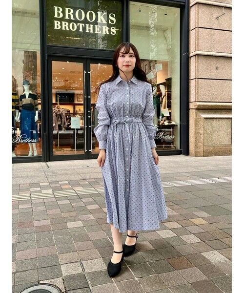 Brooks Brothers / ブルックス ブラザーズ ロング・マキシ丈ワンピース | コットン ストライプ クリップドット ベルテッドシャツワンピース | 詳細7