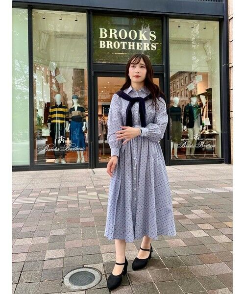 Brooks Brothers / ブルックス ブラザーズ ロング・マキシ丈ワンピース | コットン ストライプ クリップドット ベルテッドシャツワンピース | 詳細9