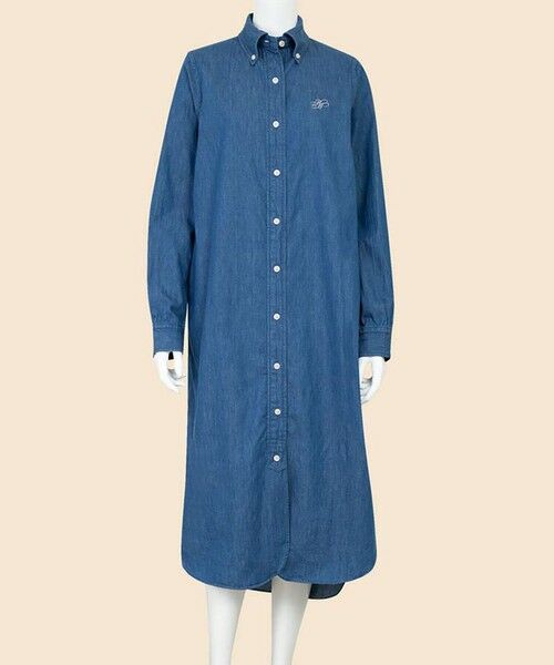 Brooks Brothers / ブルックス ブラザーズ ロング・マキシ丈ワンピース | 【Double B Collection】 コットン　ライトウェイトデニム　BBロゴ　ボタンダウンシャツワンピース | 詳細1