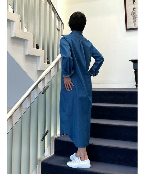 Brooks Brothers / ブルックス ブラザーズ ロング・マキシ丈ワンピース | 【Double B Collection】 コットン　ライトウェイトデニム　BBロゴ　ボタンダウンシャツワンピース | 詳細5