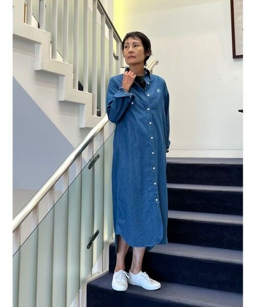 Brooks Brothers / ブルックス ブラザーズ ロング・マキシ丈ワンピース | 【Double B Collection】 コットン　ライトウェイトデニム　BBロゴ　ボタンダウンシャツワンピース | 詳細6