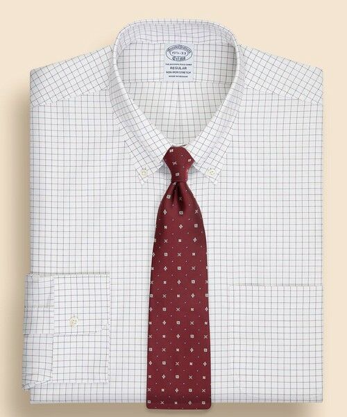 Brooks Brothers/ブルックス ブラザーズ ストレッチピンポイントオックスフォード チェック ドレスシャツ Regular Fit ホワイト 16 1/2-34 Brooks Brothers/ブルックス ブラザーズ ストレッチピンポイントオックスフォード チェック ドレスシャツ Regular Fit ホワイト 16 1/2-34