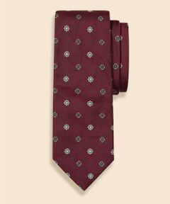 Brooks Brothers / ブルックス ブラザーズ ネクタイ | シルク　フラワー×スクエアモチーフ　ジャカードタイ