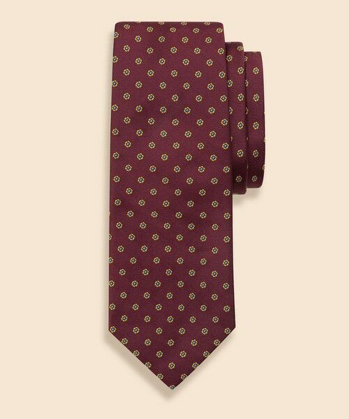 Brooks Brothers/ブルックス ブラザーズ シルク スモールフラワー ジャカードタイ バーガンディー ONE SIZE