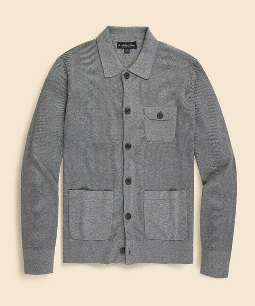 Brooks Brothers / ブルックス ブラザーズ カーディガン・ボレロ | スーピマコットン リブニット チョアジャケットセーター(グレー)