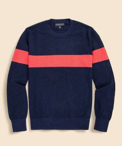 Brooks Brothers / ブルックス ブラザーズ ニット・セーター | スーピマコットン　チェストストライプ　クルーネックセーター