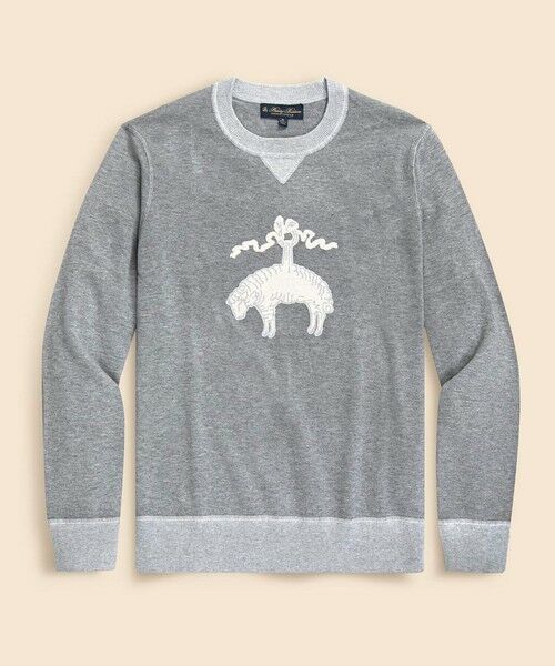Brooks Brothers / ブルックス ブラザーズ ニット・セーター | スーピマコットン GFワッペン クルーネックセーター(グレー)