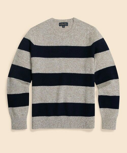 Brooks Brothers/ブルックス ブラザーズ ウール ストライプ クルーネックセーター オートミール M Brooks Brothers/ブルックス ブラザーズ ウール ストライプ クルーネックセーター オートミール M