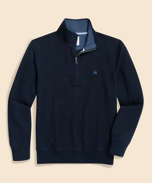 Brooks Brothers/ブルックス ブラザーズ コットン フレンチリブ GFロゴ ハーフジップ モックネックプルオーバー ネイビー M Brooks Brothers/ブルックス ブラザーズ コットン フレンチリブ GFロゴ ハーフジップ モックネックプルオーバー ネイビー M