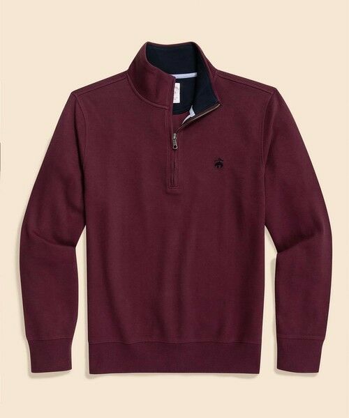 Brooks Brothers/ブルックス ブラザーズ コットン フレンチリブ GFロゴ ハーフジップ モックネックプルオーバー バーガンディー S Brooks Brothers/ブルックス ブラザーズ コットン フレンチリブ GFロゴ ハーフジップ モックネックプルオーバー バーガンディー S