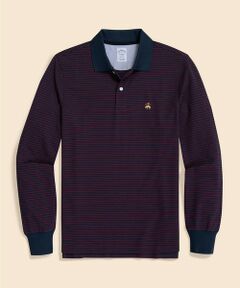 Brooks Brothers / ブルックス ブラザーズ ポロシャツ | スーピマコットンストレッチ　GFロゴ　シンストライプ　ロングスリーブポロシャツ　Slim Fit