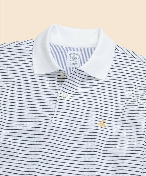 Brooks Brothers / ブルックス ブラザーズ ポロシャツ | スーピマコットンストレッチ GFロゴ シンストライプ ロングスリーブポロシャツ Slim Fit | 詳細1