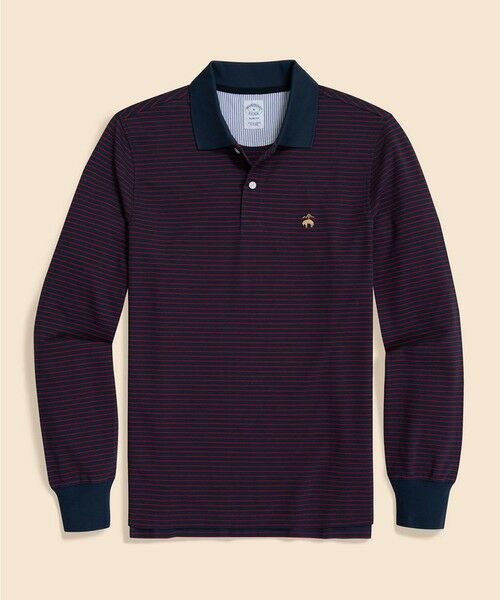 Brooks Brothers/ブルックス ブラザーズ スーピマコットンストレッチ GFロゴ シンストライプ ロングスリーブポロシャツ Slim Fit レッド M Brooks Brothers/ブルックス ブラザーズ スーピマコットンストレッチ GFロゴ シンストライプ ロングスリーブポロシャツ Slim Fit レッド M