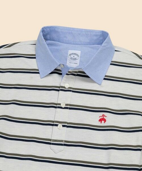 Brooks Brothers / ブルックス ブラザーズ ポロシャツ | ストレッチコットン GFロゴ ダブルストライプ ロングスリーブポロシャツ Slim Fit | 詳細1