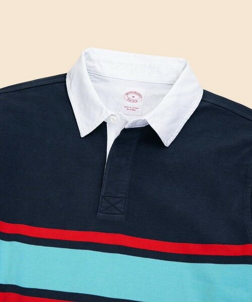 Brooks Brothers / ブルックス ブラザーズ ポロシャツ | コットンジャージー GFロゴ チェストストライプ ラグビーシャツ | 詳細4