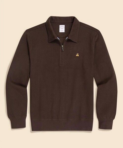 Brooks Brothers / ブルックス ブラザーズ スウェット | コットンジャージー GFロゴ ハーフジップカラー プルオーバー(ダークブラウン)