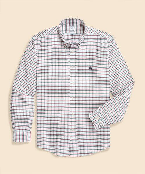 Brooks Brothers/ブルックス ブラザーズ ストレッチオックスフォード GFロゴ シーズナルパターン カジュアルシャツ Regular Fit ホワイト×レッド M