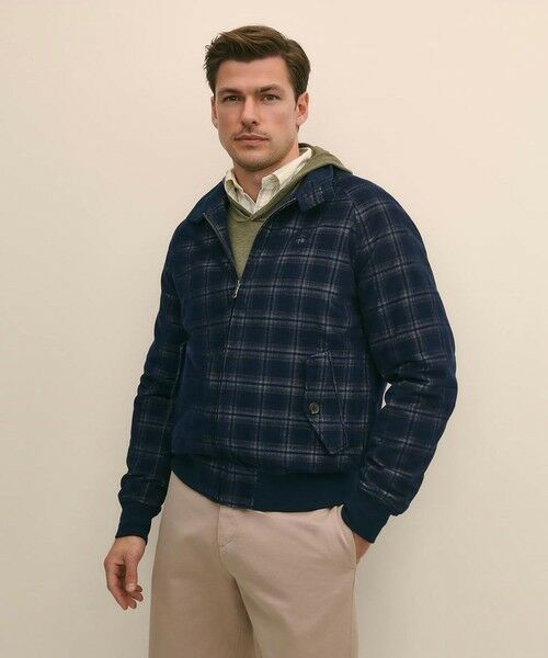 Brooks Brothers/ブルックス ブラザーズ コットンコーデュロイ GFロゴ チェック キルティング ボマージャケット ブルー L Brooks Brothers/ブルックス ブラザーズ コットンコーデュロイ GFロゴ チェック キルティング ボマージャケット ブルー L
