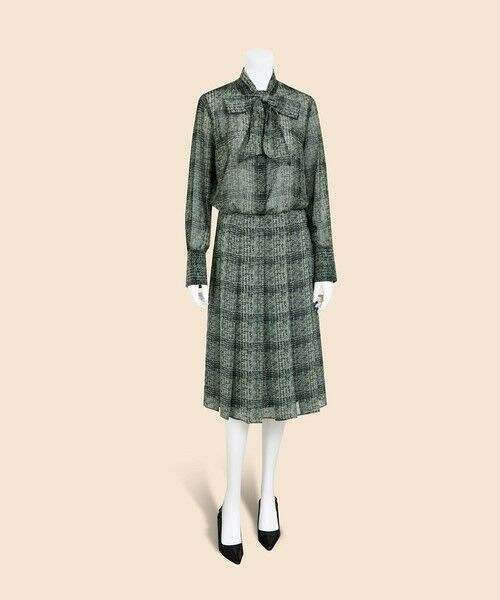 Brooks Brothers / ブルックス ブラザーズ ロング・マキシ丈スカート | ポリエステルジョーゼット　ツイードファブリックプリント　ミディプリーツスカート | 詳細3