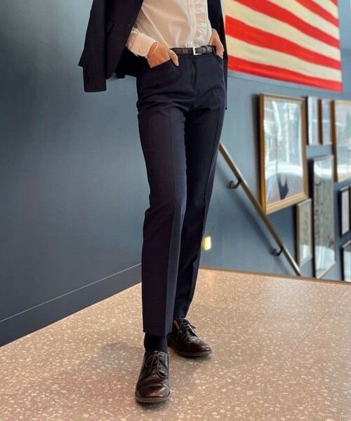 Brooks Brothers / ブルックス ブラザーズ その他パンツ | ウール グレンチェック クロップド ドレスパンツ(ネイビー)