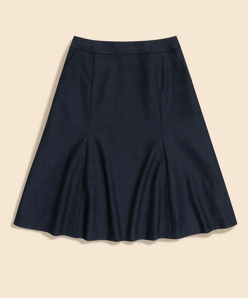 Brooks Brothers / ブルックス ブラザーズ ロング・マキシ丈スカート | ウール グレンチェック フレアスカート(ネイビー)