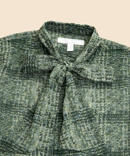 Brooks Brothers / ブルックス ブラザーズ シャツ・ブラウス | ポリエステルジョーゼット　ツイードファブリックプリント　ボウブラウス | 詳細1
