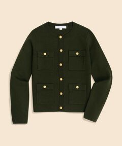 Brooks Brothers / ブルックス ブラザーズ カーディガン・ボレロ | ミラノリブ　ゴールドボタン　ノーカラーニットジャケット