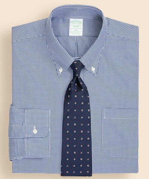 Brooks Brothers/ブルックス ブラザーズ ストレッチピンポイントオックスフォード ギンガムチェック ドレスシャツ Slim Fit ブルー 16 - 32 Brooks Brothers/ブルックス ブラザーズ ストレッチピンポイントオックスフォード ギンガムチェック ドレスシャツ Slim Fit ブルー 16 - 32