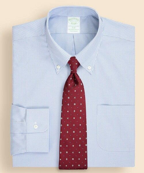 Brooks Brothers/ブルックス ブラザーズ ストレッチピンポイントオックスフォード ギンガムチェック ドレスシャツ Slim Fit ライトブルー 16 1/2-34 Brooks Brothers/ブルックス ブラザーズ ストレッチピンポイントオックスフォード ギンガムチェック ドレスシャツ Slim Fit ライトブルー 16 1/2-34