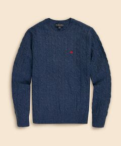Brooks Brothers / ブルックス ブラザーズ ニット・セーター | ラムズウール　GFロゴ　ケーブル　クルーネックセーター