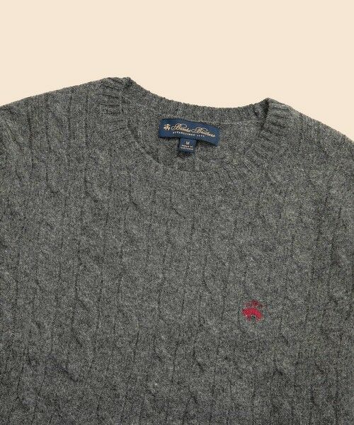 Brooks Brothers / ブルックス ブラザーズ ニット・セーター | ラムズウール　GFロゴ　ケーブル　クルーネックセーター | 詳細1