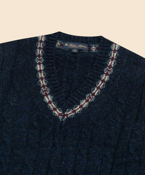 Brooks Brothers / ブルックス ブラザーズ ニット・セーター | ウール ケーブル フェアアイルトリム Vネックテニスセーター | 詳細1