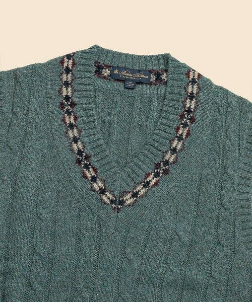 Brooks Brothers / ブルックス ブラザーズ ベスト | ウール ケーブル フェアアイルトリム Vネックテニスベスト | 詳細1