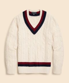 Brooks Brothers / ブルックス ブラザーズ ニット・セーター | ウール　ケーブル　Vネックテニスセーター