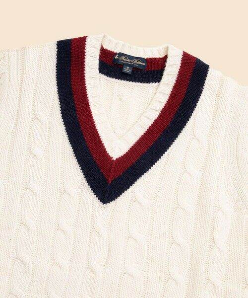 Brooks Brothers / ブルックス ブラザーズ ニット・セーター | ウール　ケーブル　Vネックテニスセーター | 詳細1