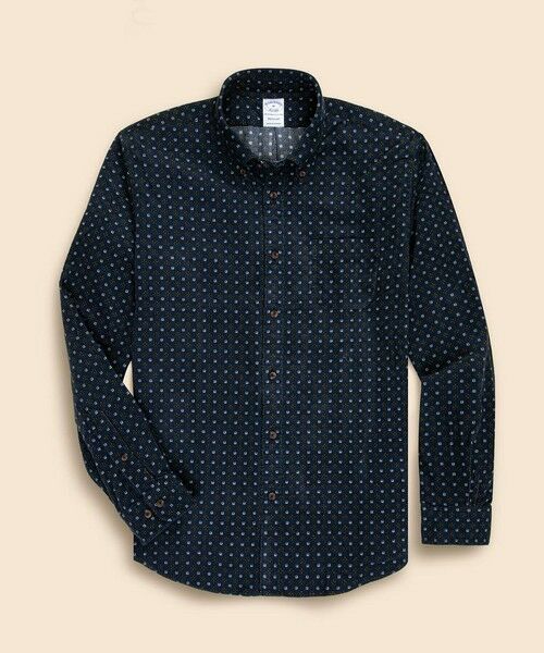 Brooks Brothers/ブルックス ブラザーズ コットン 21-Waleコーデュロイ フーラードプリント カジュアルシャツ Regular Fit ネイビー S Brooks Brothers/ブルックス ブラザーズ コットン 21-Waleコーデュロイ フーラードプリント カジュアルシャツ Regular Fit ネイビー S
