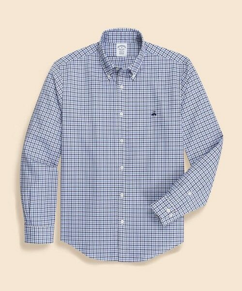 Brooks Brothers/ブルックス ブラザーズ ラグジュアリー コットンツイル GFロゴ チェック カジュアルシャツ Regular Fit ブルー L Brooks Brothers/ブルックス ブラザーズ ラグジュアリー コットンツイル GFロゴ チェック カジュアルシャツ Regular Fit ブルー L