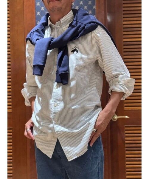Brooks Brothers/ブルックス ブラザーズ ◆オンラインストア限定◆ コットンオックスフォード ビッグGFロゴ オルタネイトストライプ カジュアルシャツ Traditional Fit ブルー M Brooks Brothers/ブルックス ブラザーズ ◆オンラインストア限定◆ コットンオックスフォード ビッグGFロゴ オルタネイトストライプ カジュアルシャツ Traditional Fit ブルー M