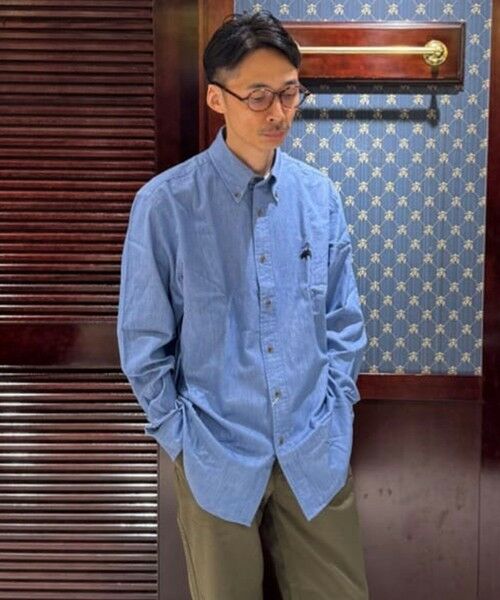 Brooks Brothers/ブルックス ブラザーズ ◆オンラインストア限定◆ コットン ライト デニム ビッグGFロゴ カジュアルシャツ Traditional Fit ブルー L Brooks Brothers/ブルックス ブラザーズ ◆オンラインストア限定◆ コットン ライト デニム ビッグGFロゴ カジュアルシャツ Traditional Fit ブルー L