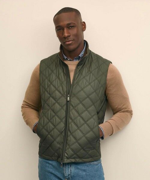 Brooks Brothers / ブルックス ブラザーズ ベスト | ポリエステル モックネック キルティングベスト(オリーブ)