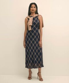 Brooks Brothers / ブルックス ブラザーズ ロング・マキシ丈ワンピース | レーヨンシフォン　タータンチェック　ノースリーブ　ロングワンピース