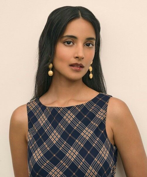 Brooks Brothers / ブルックス ブラザーズ ロング・マキシ丈ワンピース | レーヨンシフォン タータンチェック ノースリーブ ロングワンピース | 詳細3