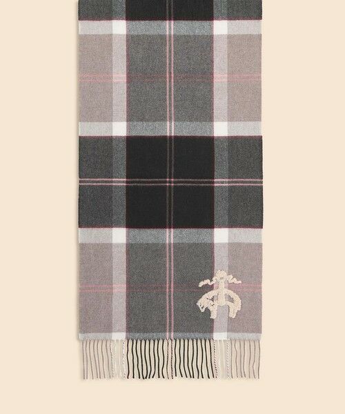 Brooks Brothers / ブルックス ブラザーズ マフラー・ショール・スヌード・ストール | カシミヤ　GFエンブロイダリー　タータンチェック　オブロングスカーフ | 詳細1