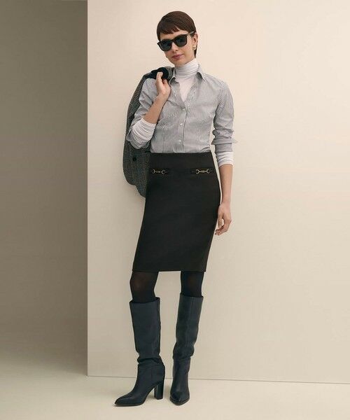 Brooks Brothers / ブルックス ブラザーズ ミニ・ひざ丈スカート | ポリエステル／ウール　ホースビット　ペンシルスカート | 詳細3