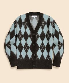 Brooks Brothers / ブルックス ブラザーズ カーディガン・ボレロ | キッドモヘアブレンド　チョコミントアーガイル　Vネックカーディガン