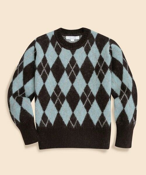 Brooks Brothers/ブルックス ブラザーズ キッドモヘアブレンド チョコミントアーガイル クルーネックセーター ダークブラウン L