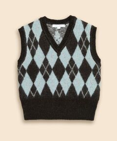 Brooks Brothers / ブルックス ブラザーズ ベスト | キッドモヘアブレンド　チョコミントアーガイル　Vネックベスト