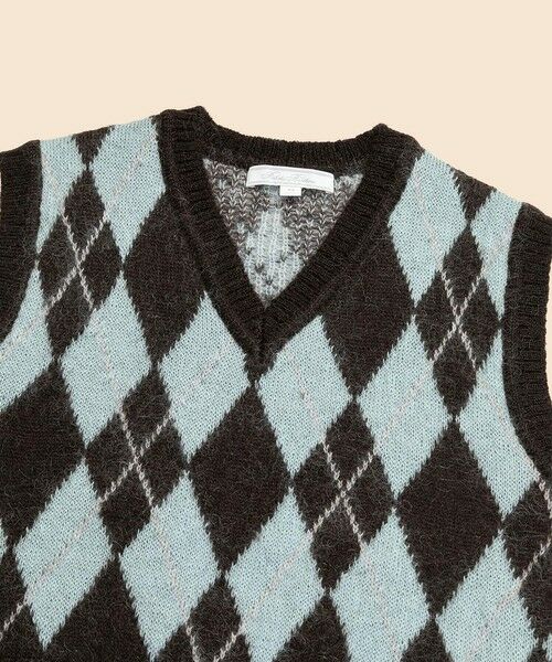 Brooks Brothers / ブルックス ブラザーズ ベスト | キッドモヘアブレンド　チョコミントアーガイル　Vネックベスト | 詳細1