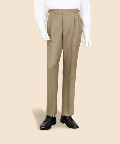Brooks Brothers / ブルックス ブラザーズ スラックス・ドレスパンツ | ウール コバートツイル プリーテッド トラウザーズ(カーキ)